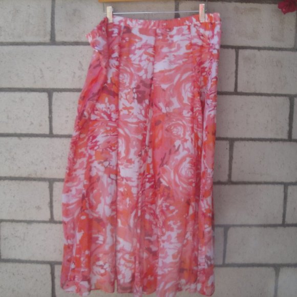 Coldwater Creek Skirt Dopamine Bright Colorful Cotton-Silk Midi XL - Picture 2 of 2